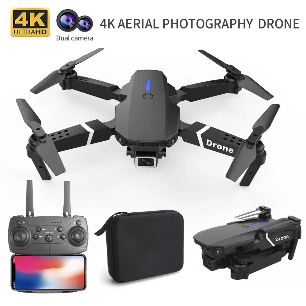 Professional Drone E88 4K Wide-Angle HD 1080P Camera WiFi FPV Height Hold Foldable