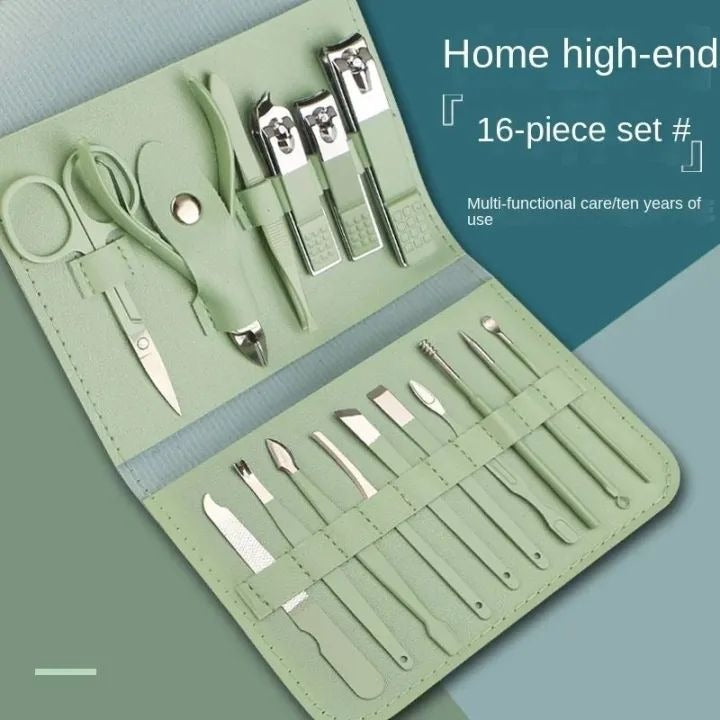 16 in 1 Nail Cutter Set Stainless Steel Nail Clippers Set With Folding Bag