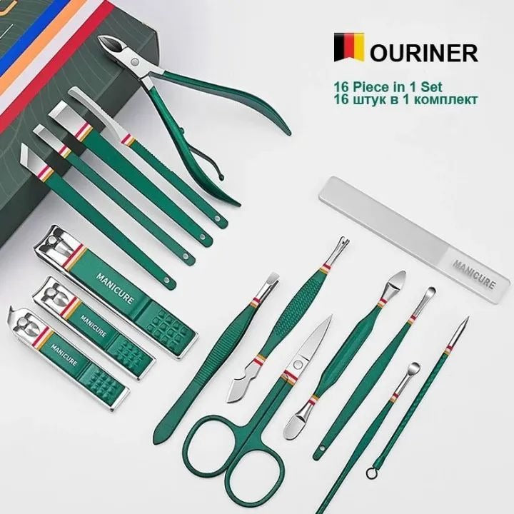 16 in 1 Nail Cutter Set Stainless Steel Nail Clippers Set With Folding Bag