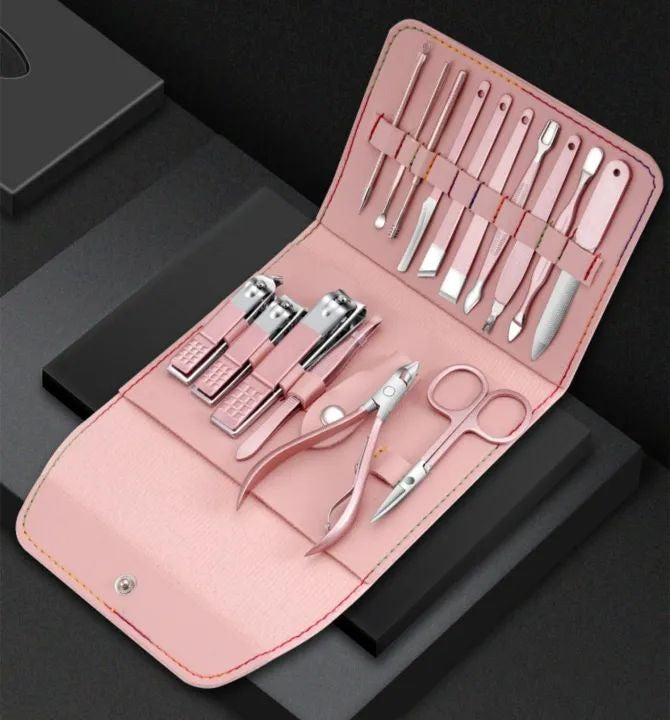 16 in 1 Nail Cutter Set Stainless Steel Nail Clippers Set With Folding Bag