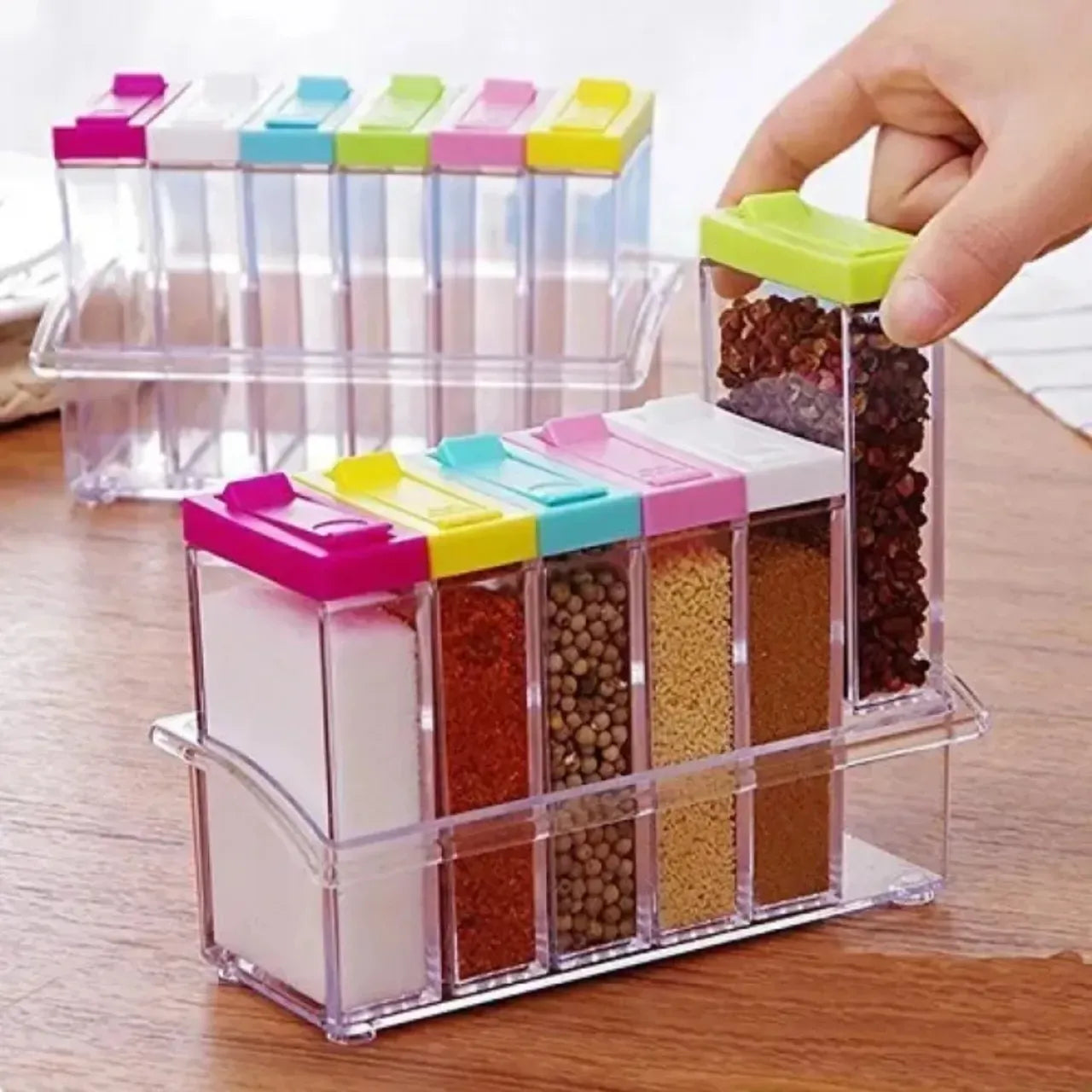 6 Piece Kitchen decor Transparent Spice Jar Set